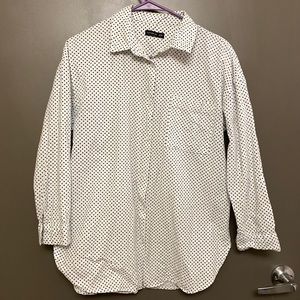 Linen Black and White Polka Dot Button Up (xs)